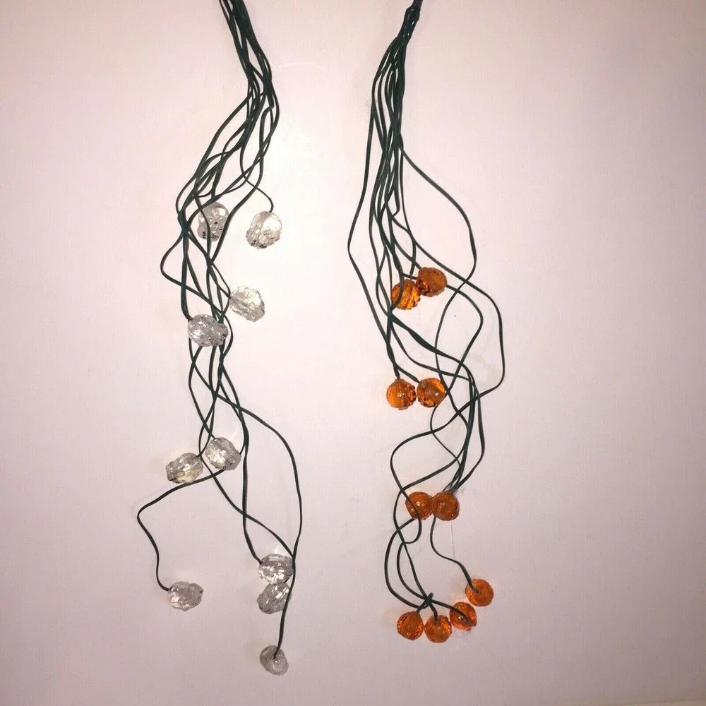 (2) Vintage Halloween Pumpkin & Skull Light Sets w/Box Battery Operated 1996